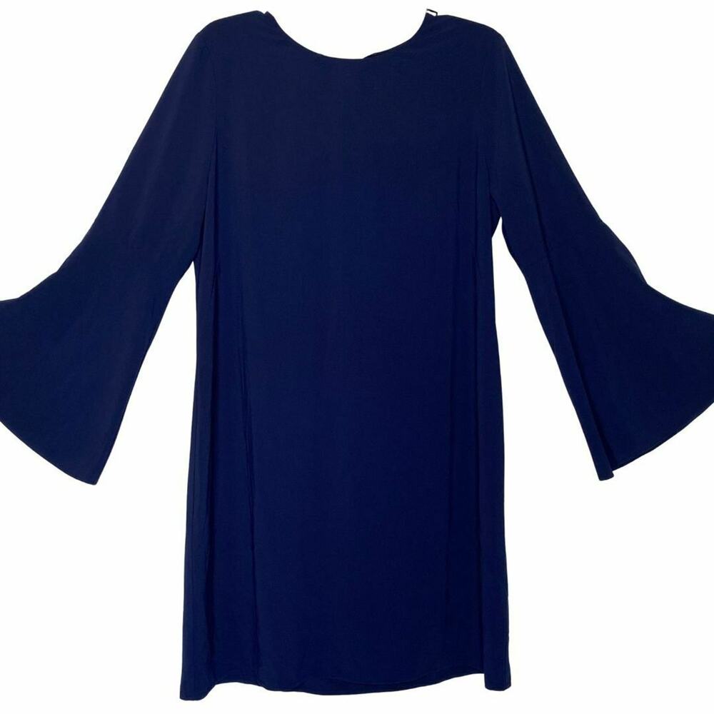 Halogen Women's Blue Dress Bow Tie at Nape Bell Sleeves Size Small